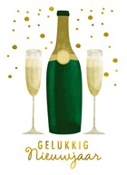 champagnefles gelukkig nieuwjaar